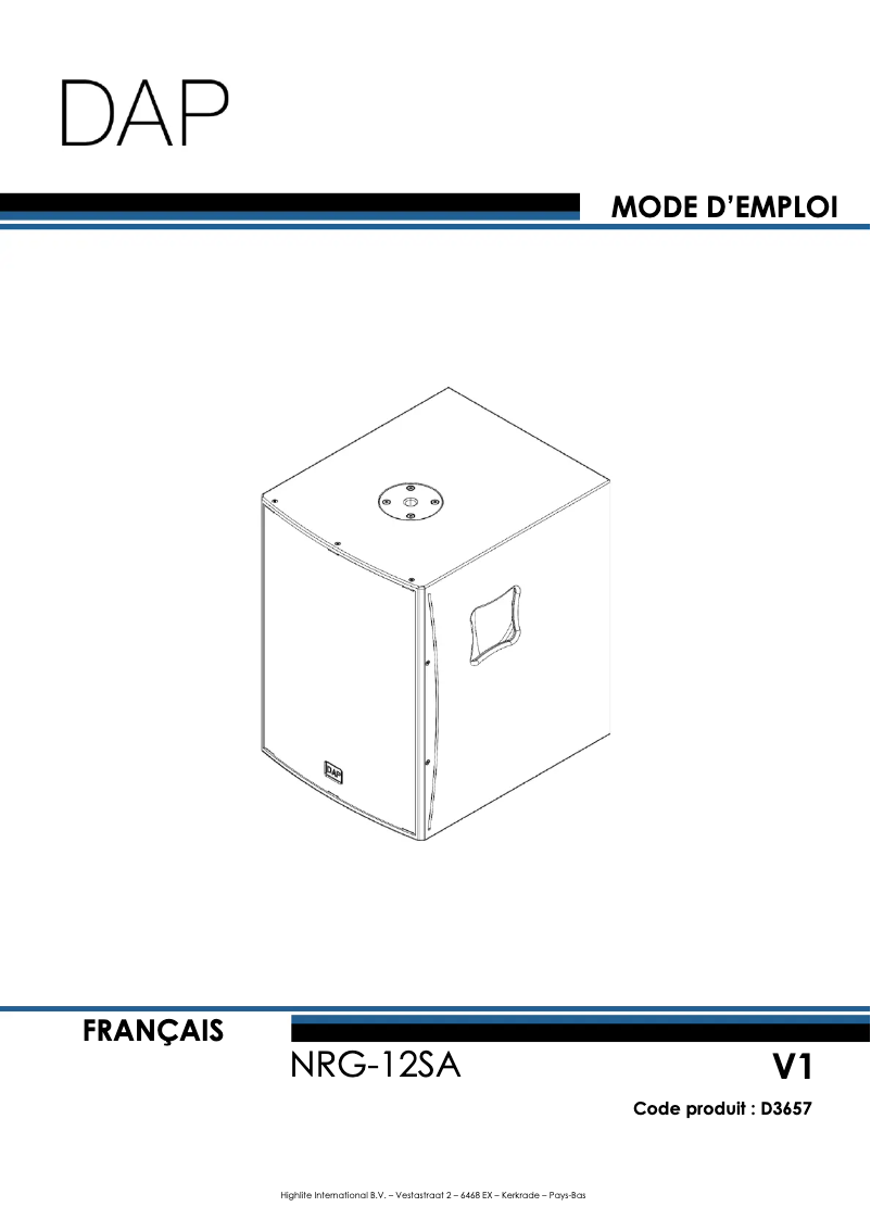 Page n°1 - Manuel utilisateur DAP-Audio NRG-12SA