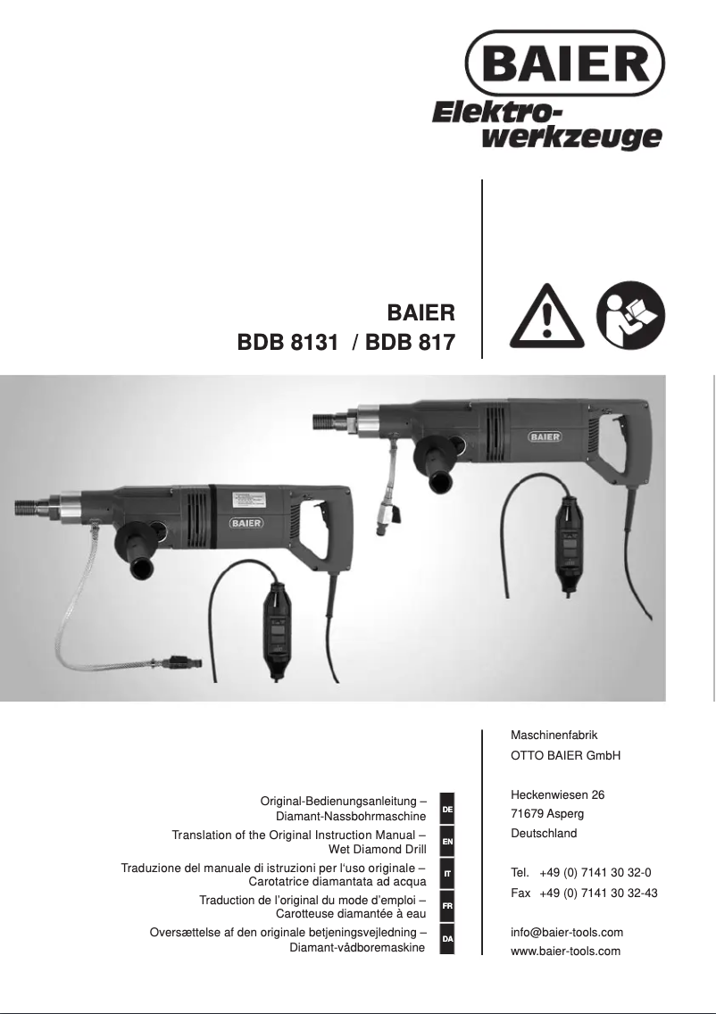 Page 1 de la notice Manuel utilisateur Baier BDB 817