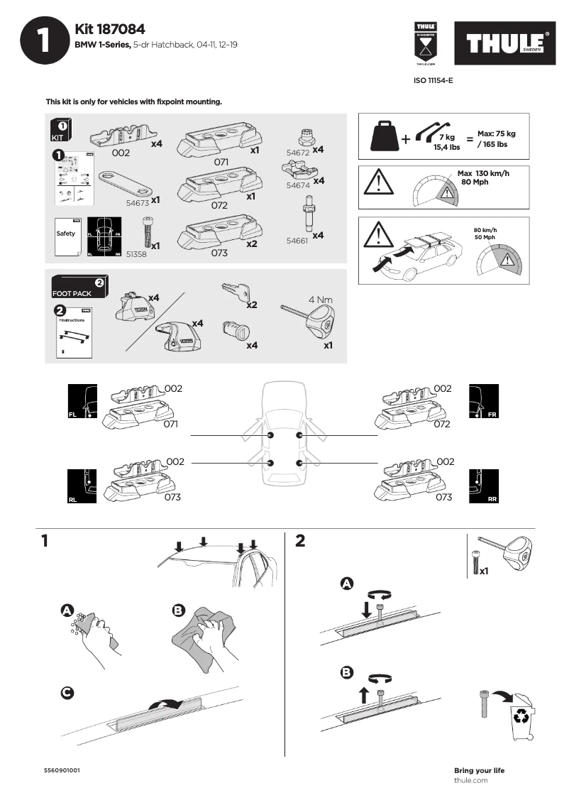 Page n°1 - Manuel utilisateur Thule Kit 187084
