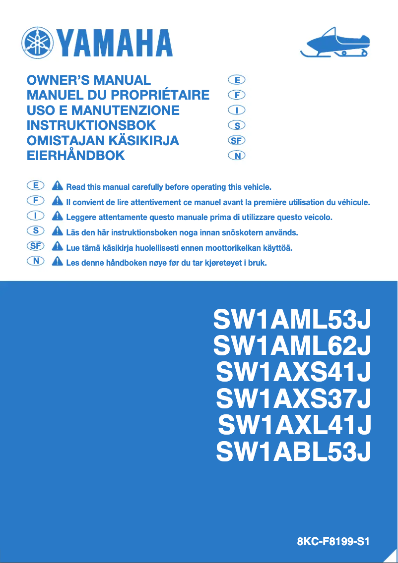 Page n°1 - Manuel utilisateur Yamaha Sidewinder B-TX SE 153 (2018)