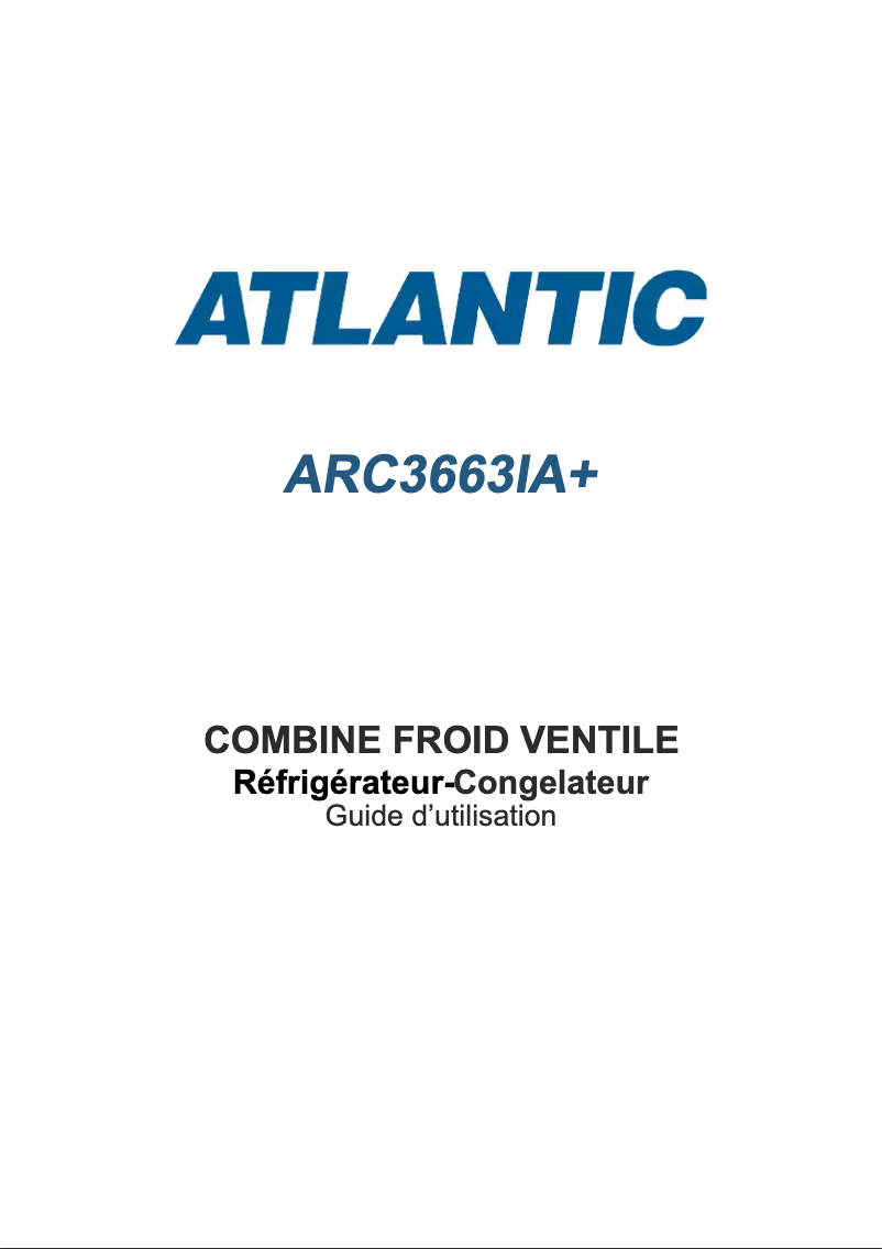 Page 1 de la notice Manuel utilisateur Atlantic ARC3663IA+