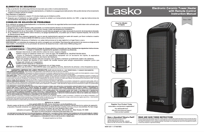 Page 1 de la notice Manuel utilisateur Lasko Motion Plus CC23185