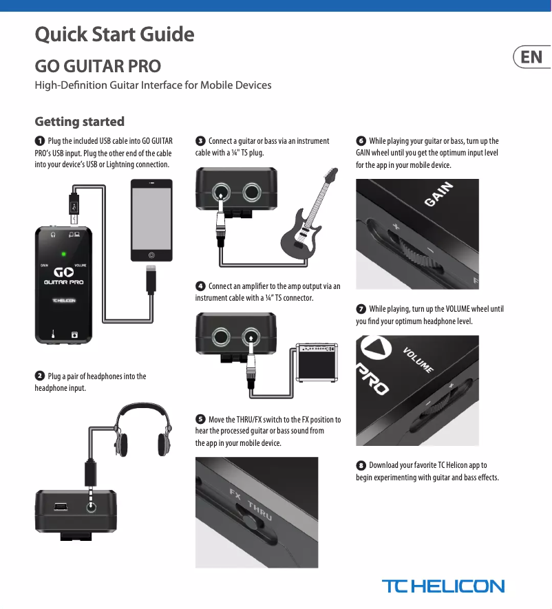 Page 1 de la notice Manuel utilisateur TC Helicon GO Guitar Pro