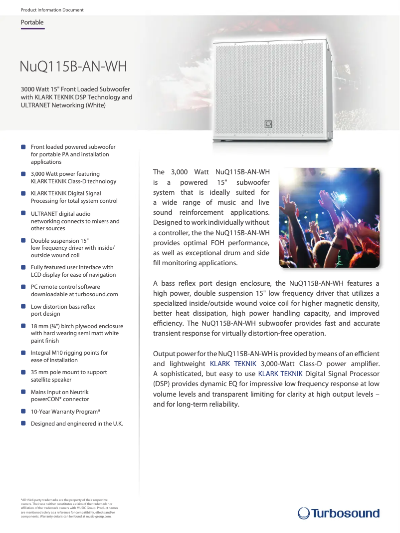 Page n°1 - Fiche technique Turbosound NuQ115B-AN