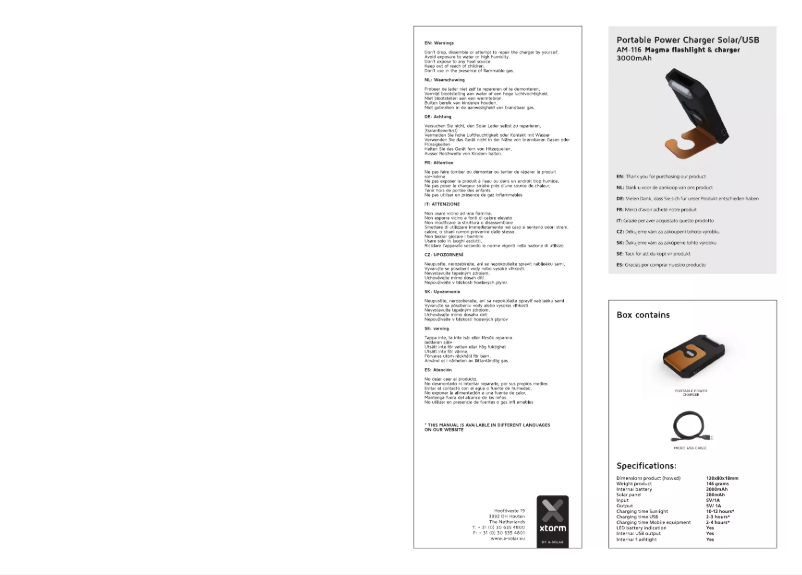 Page 1 de la notice Manuel utilisateur Xtorm Li-Polymer, 3000 mAh