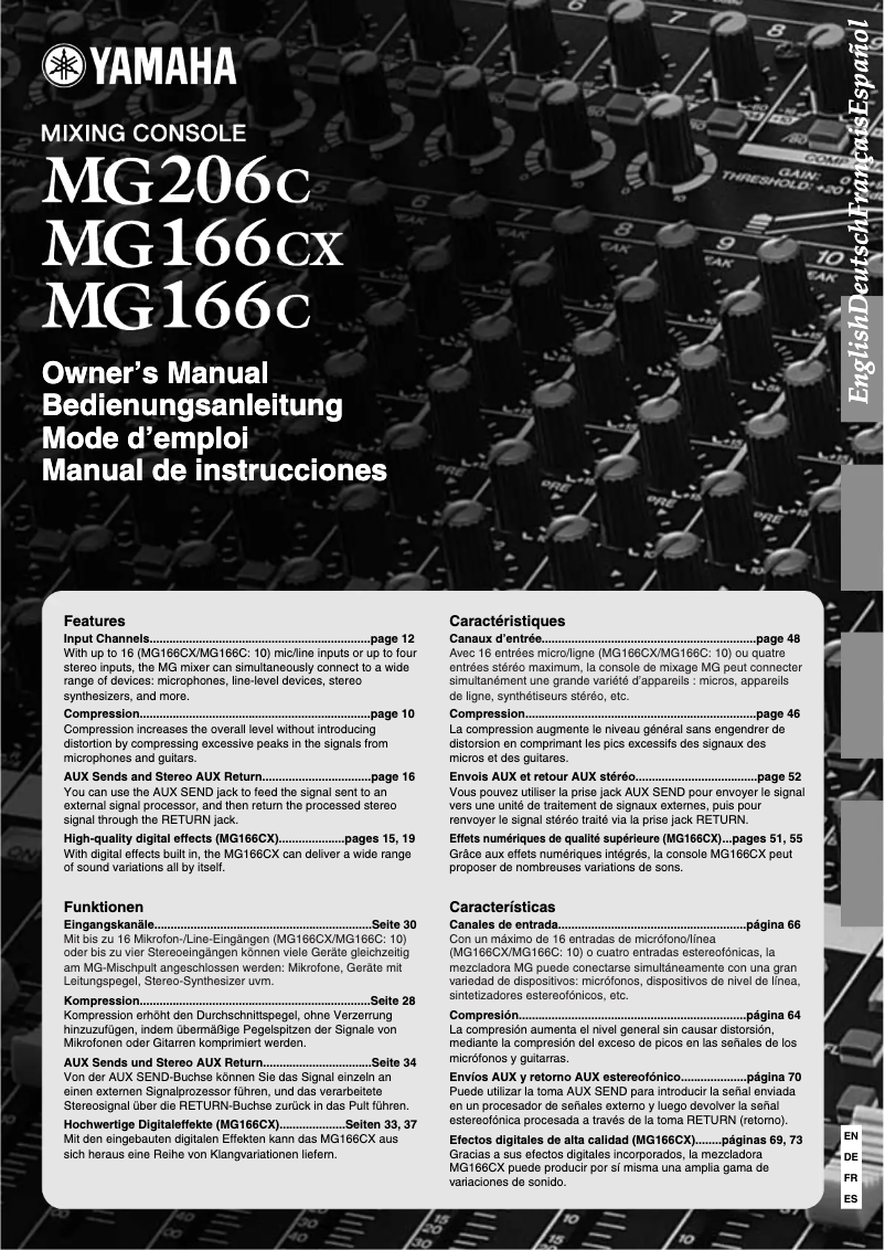 Page n°1 - Manuel utilisateur Yamaha MG206C