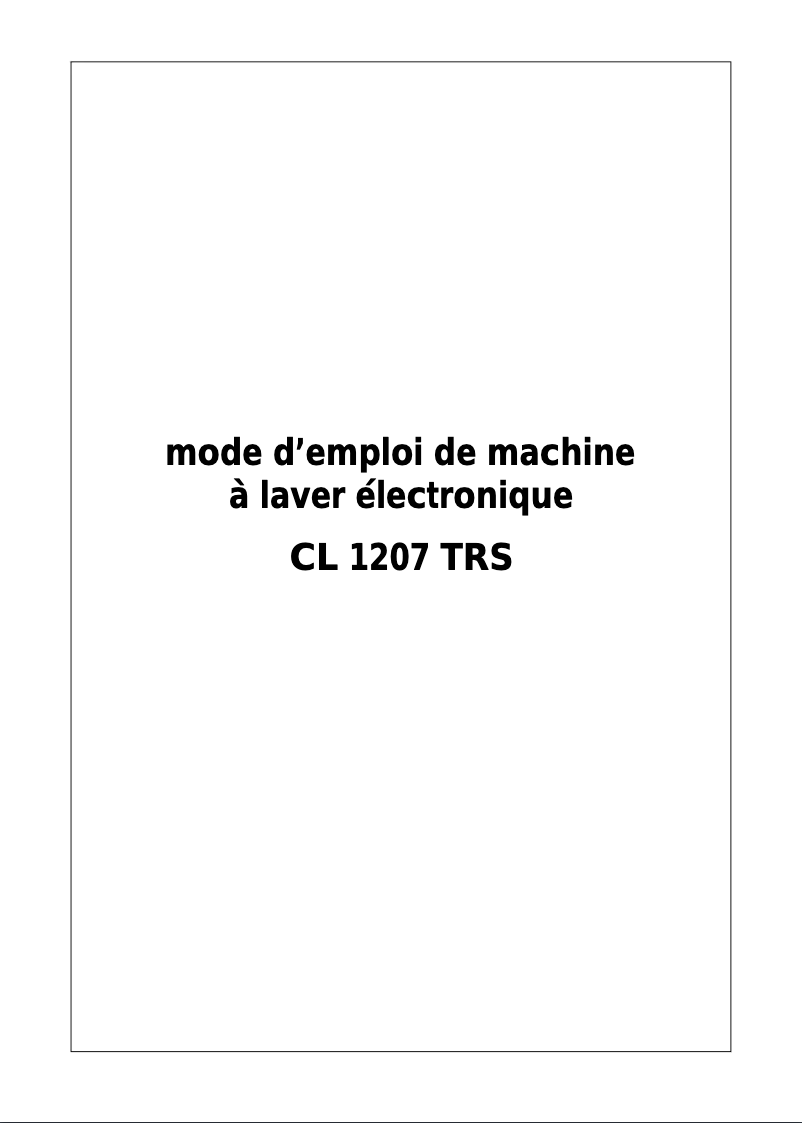 Page 1 de la notice Manuel utilisateur Clayton CL1207TRS
