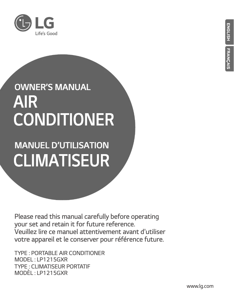 Page 1 de la notice Manuel utilisateur LG LP1215GXR