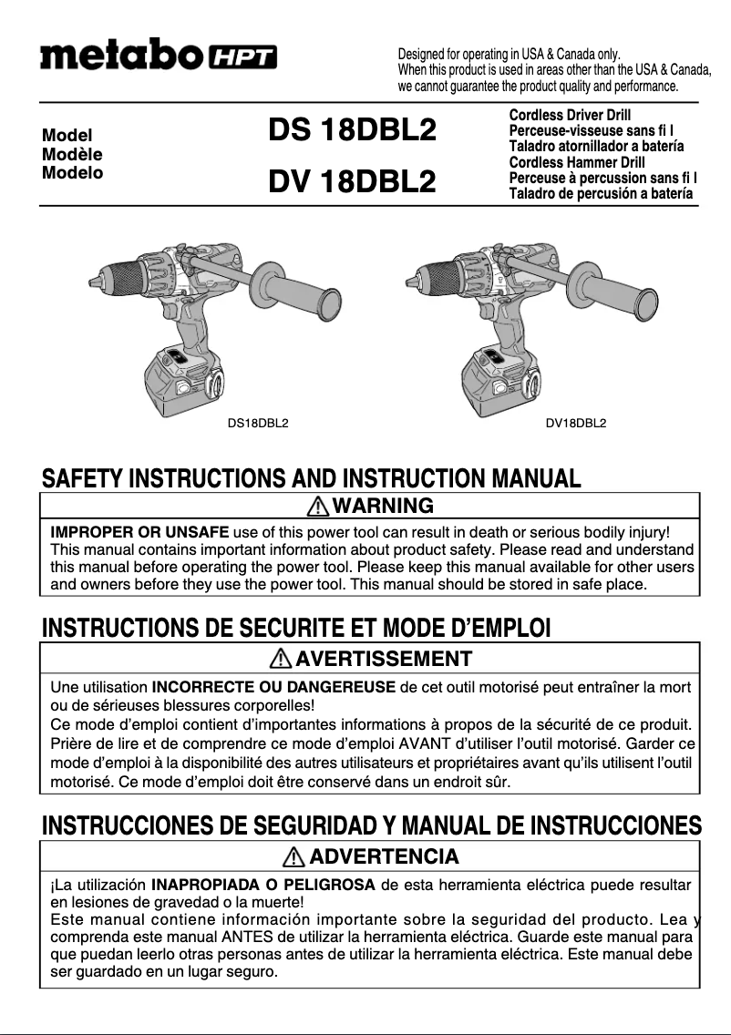 Page 1 de la notice Manuel utilisateur HiKOKI DS 18DBL2
