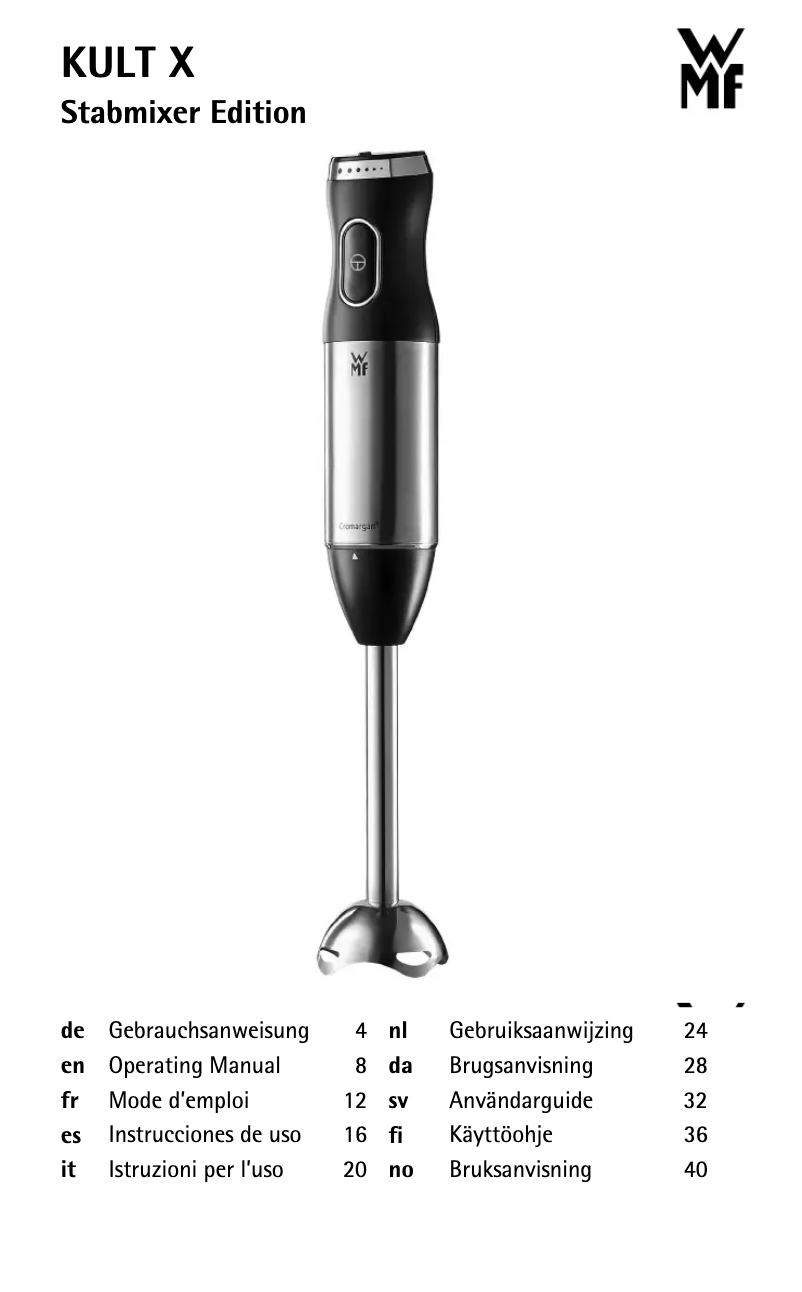 Page 1 de la notice Manuel utilisateur WMF Kult X 04.1655.0011