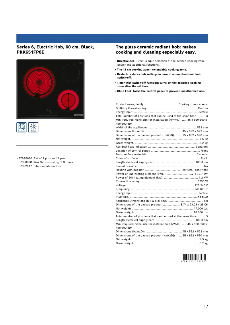 Imagen de la primera página del manual del dispositivo PKK651FP8E