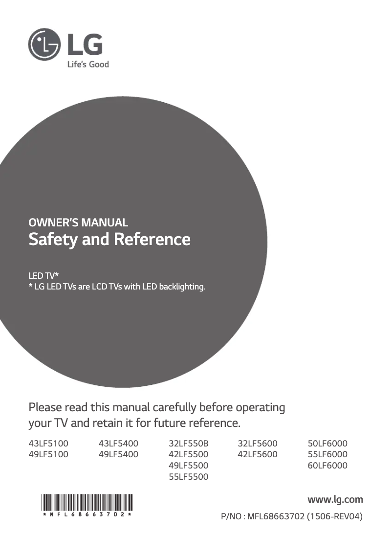 Page 1 de la notice Manuel utilisateur LG 50LF6000