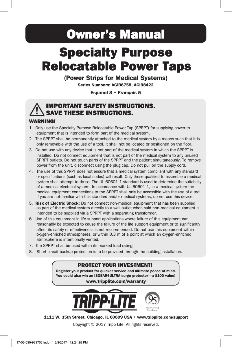 Página 1 del manual Manual de usuario Tripp Lite PS-402-HG-OEM