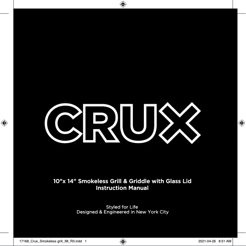 Page 1 de la notice Manuel utilisateur CRUX Smokeless Grill 17168