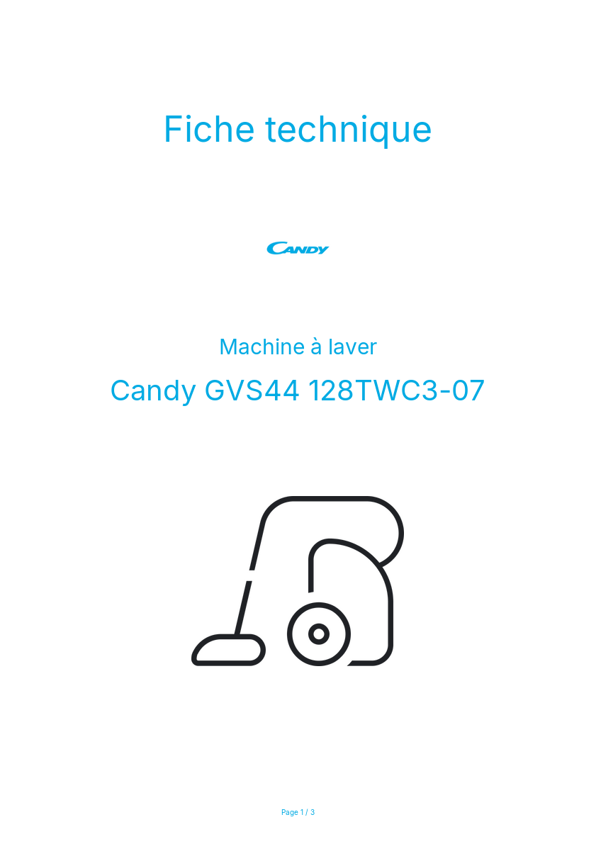 Image de la première page du manuel de l'appareil GVS44 128TWC3-07