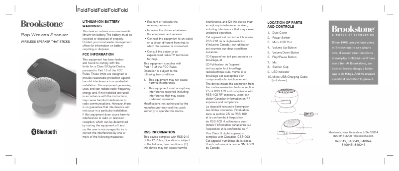 Page n°1 - Manuel utilisateur Brookstone Bop