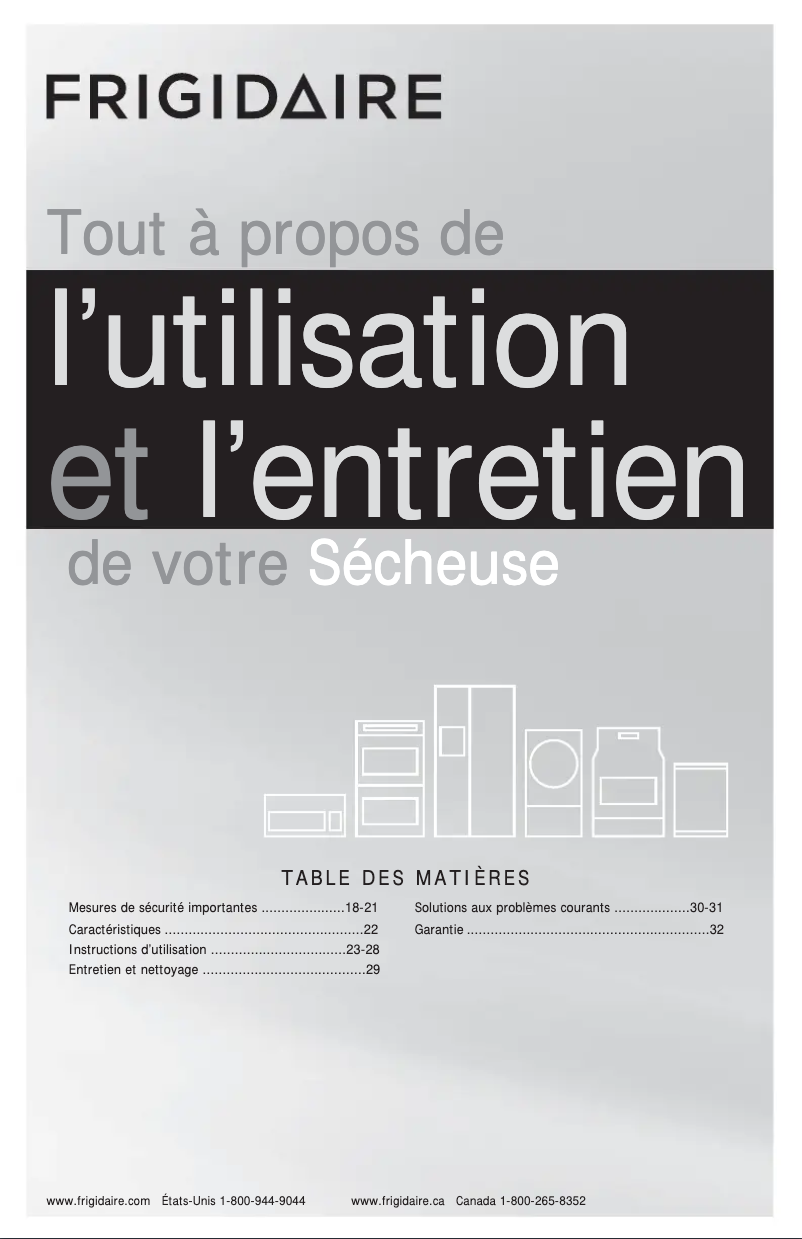 Page 1 de la notice Manuel utilisateur Frigidaire FFQE5000QW