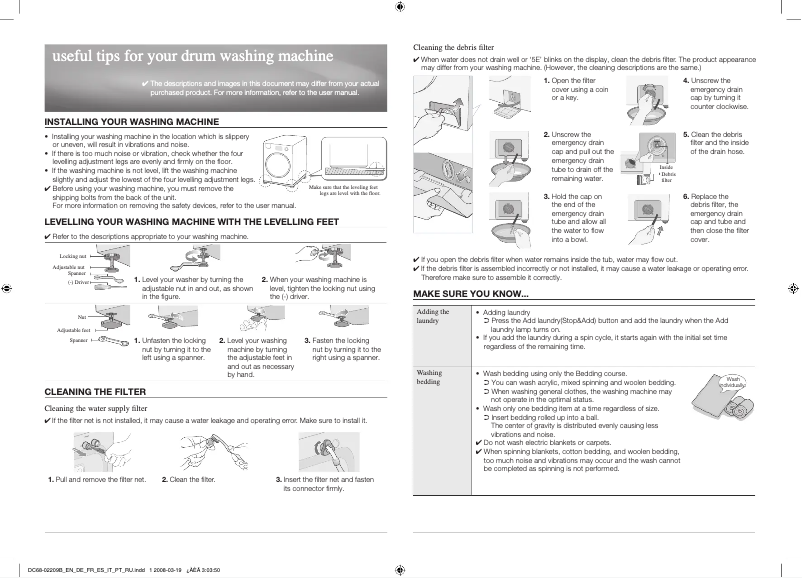 Page n°1 - Guide d'installation Samsung WW80J3263KW