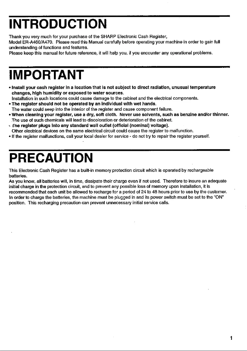 Page 1 de la notice Manuel utilisateur Sharp ER-A460