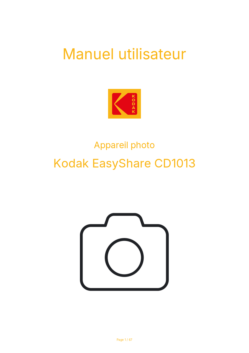Page n°1 - Manuel utilisateur Kodak EasyShare CD1013