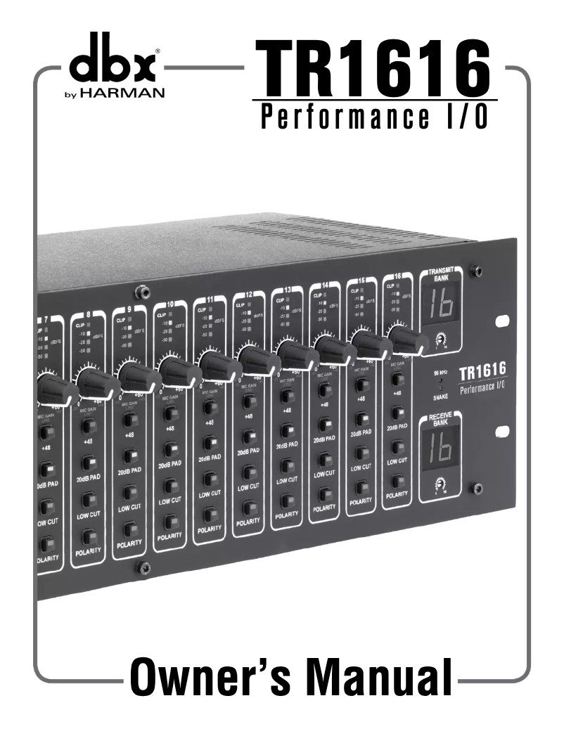 Page 1 de la notice Manuel utilisateur DBX TR1616
