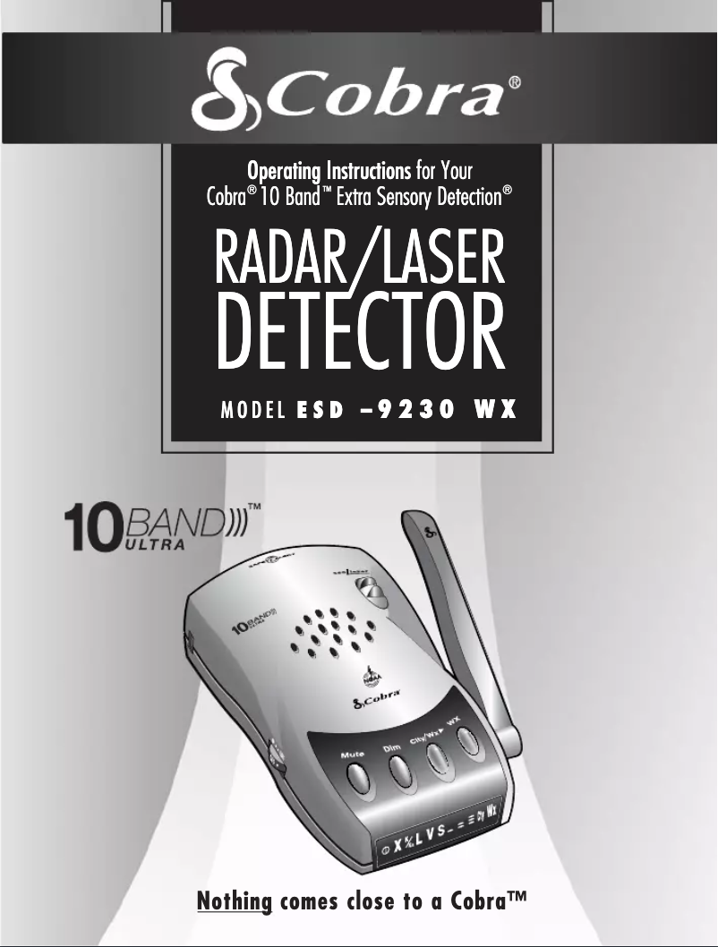 Page n°1 - Manuel utilisateur Cobra ESD 9230 WX