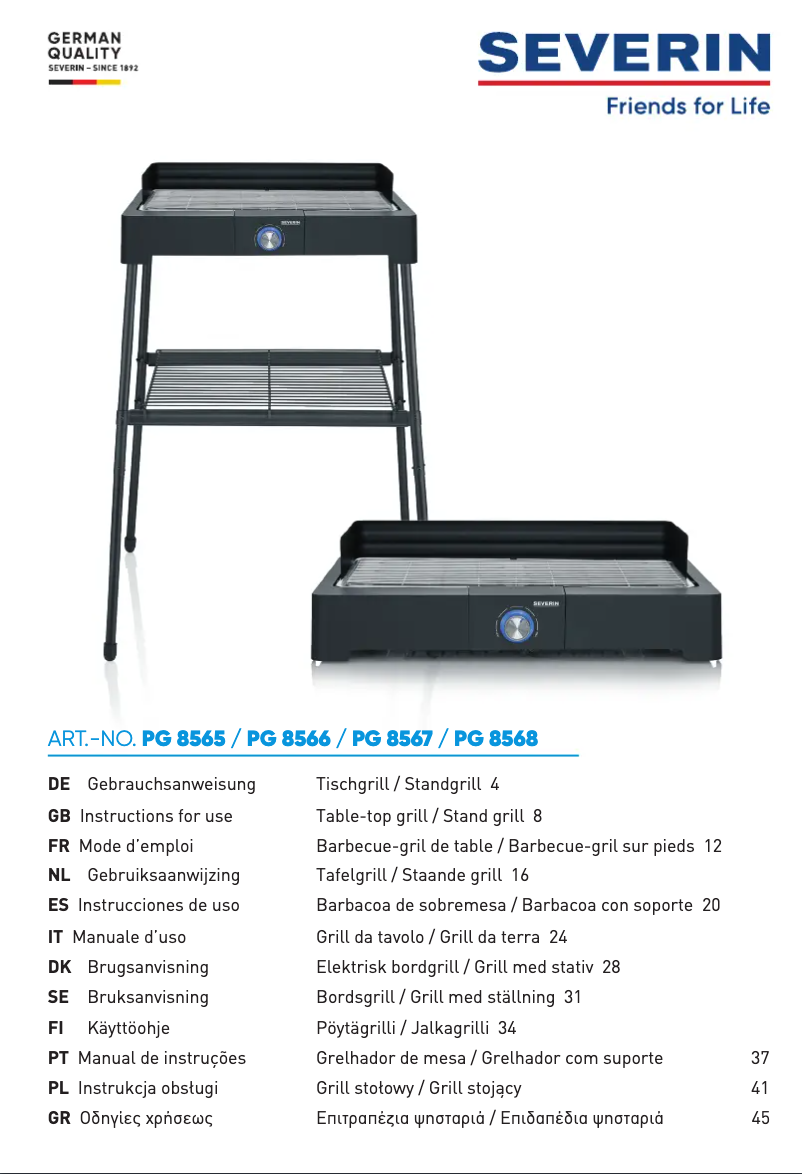 Page n°1 - Manuel utilisateur Severin PG 8565