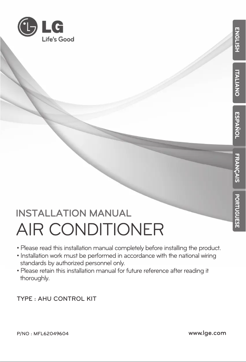 Page n°1 - Guide d'installation LG PRCKD20E