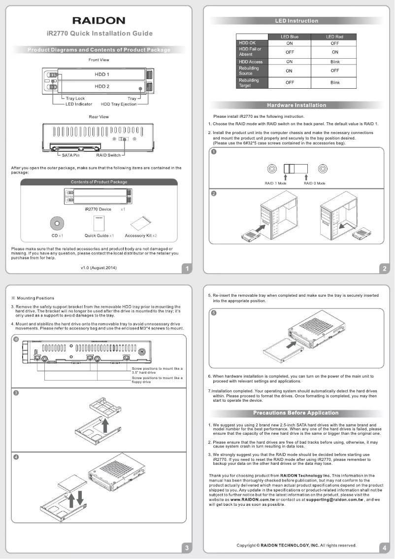 Page n°1 - Manuel utilisateur Raidon IR2770