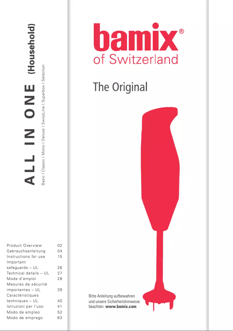Page n°1 - Manuel utilisateur Bamix Deluxe