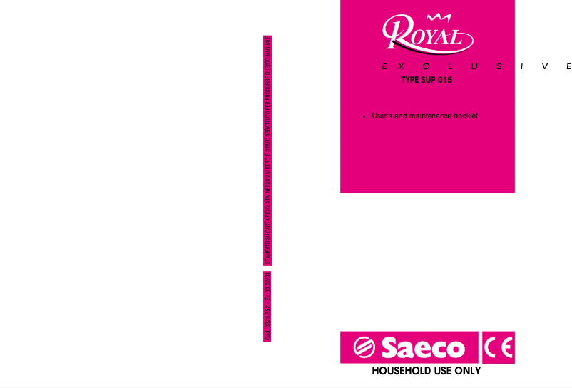 Image de la première page du manuel de l'appareil Saeco Royal Exclusive SUP 015