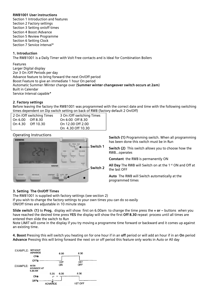 Page n°1 - Manuel utilisateur Siemens RWB1001