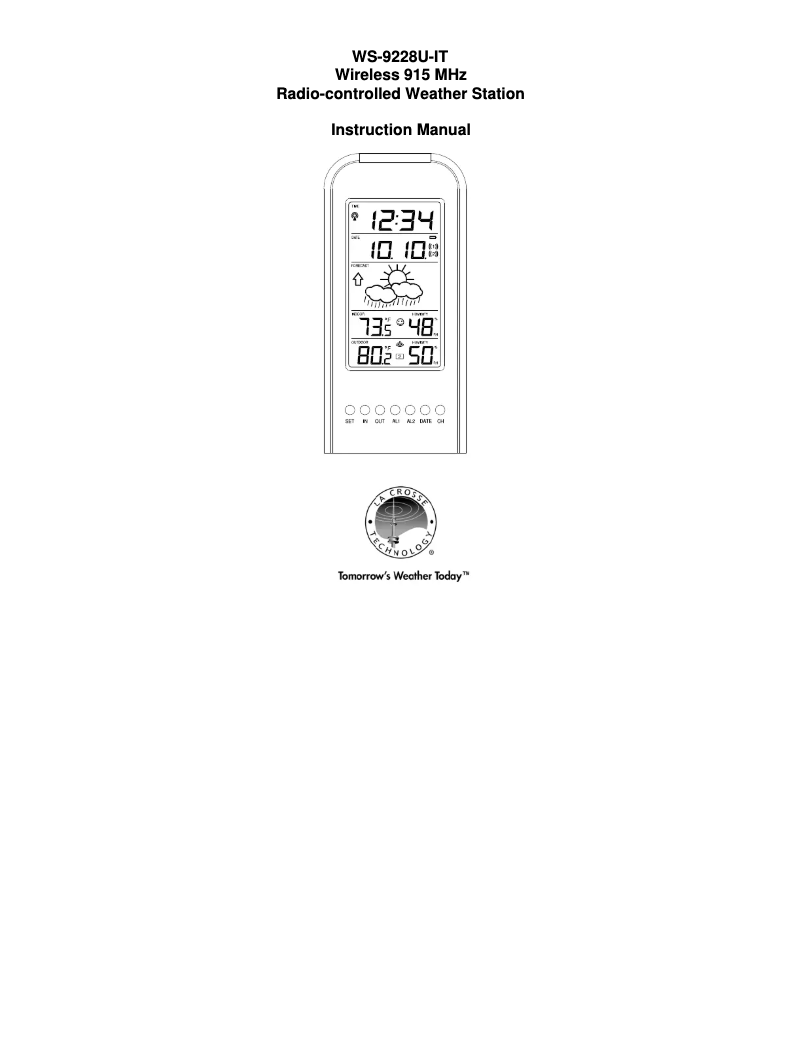 Page n°1 - Manuel utilisateur La Crosse Technology WS-9228U-WW