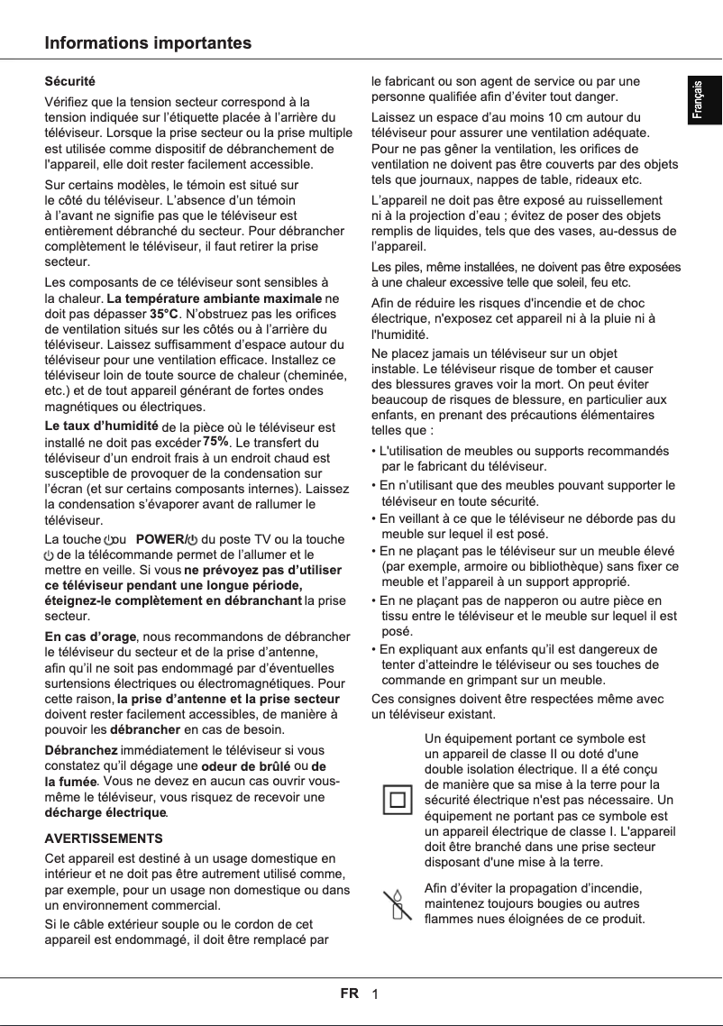 Page 1 de la notice Manuel utilisateur Thomson 50UG6300