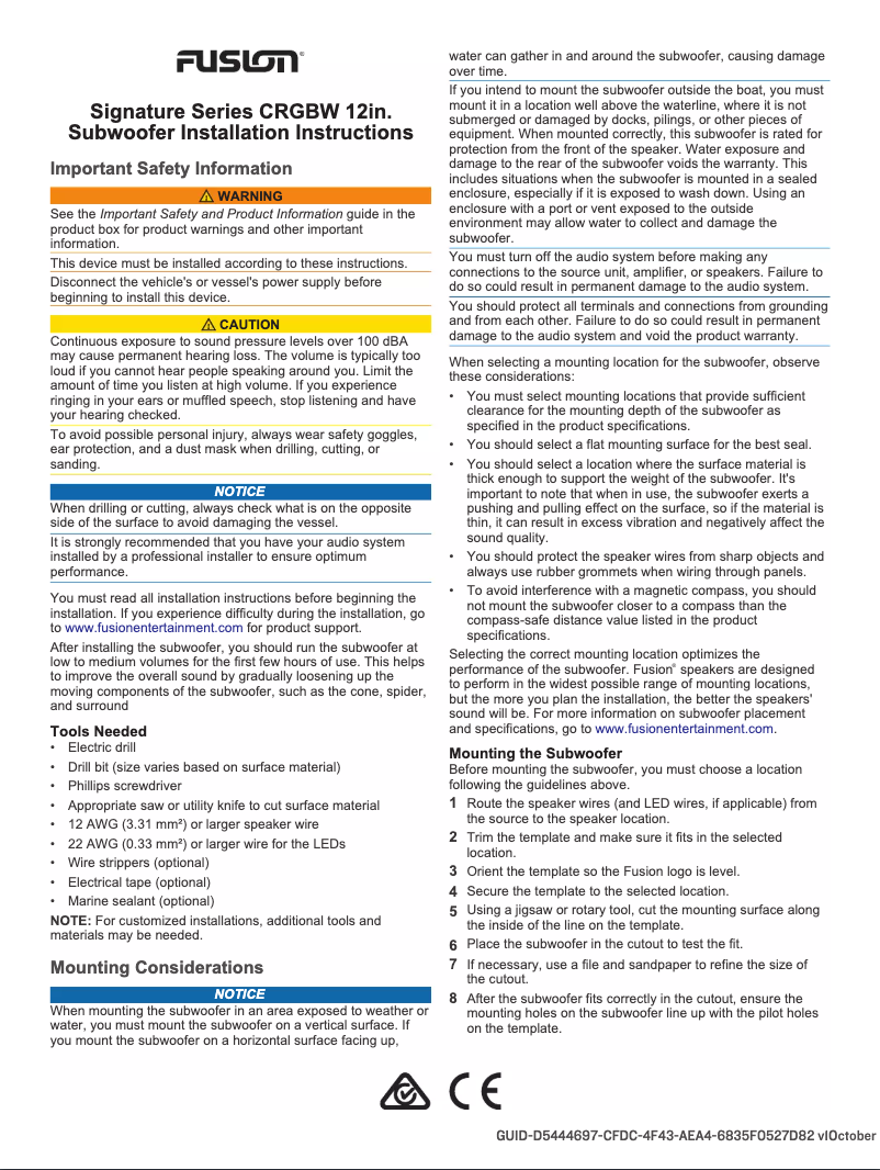 Page n°1 - Manuel utilisateur Fusion SG-SL122SPW