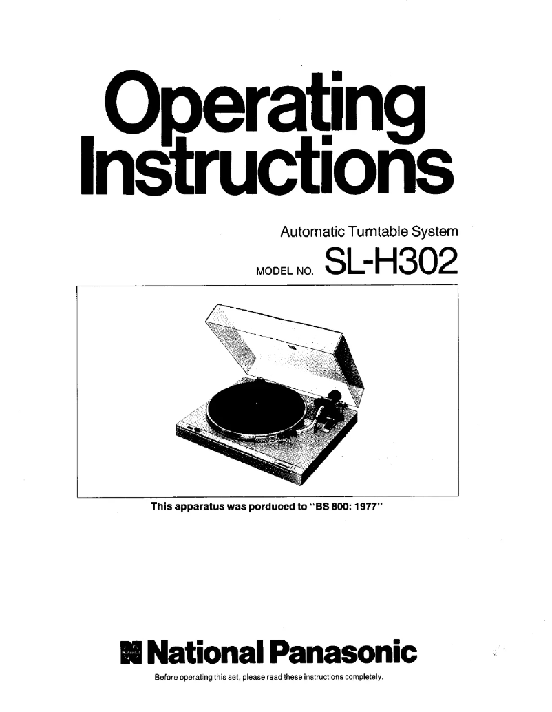 Page 1 of the manual User Manual Panasonic SL-H302