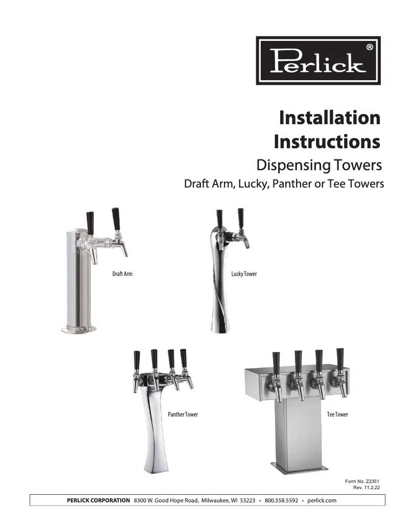Page n°1 - Manuel utilisateur Perlick 69526W-4TT