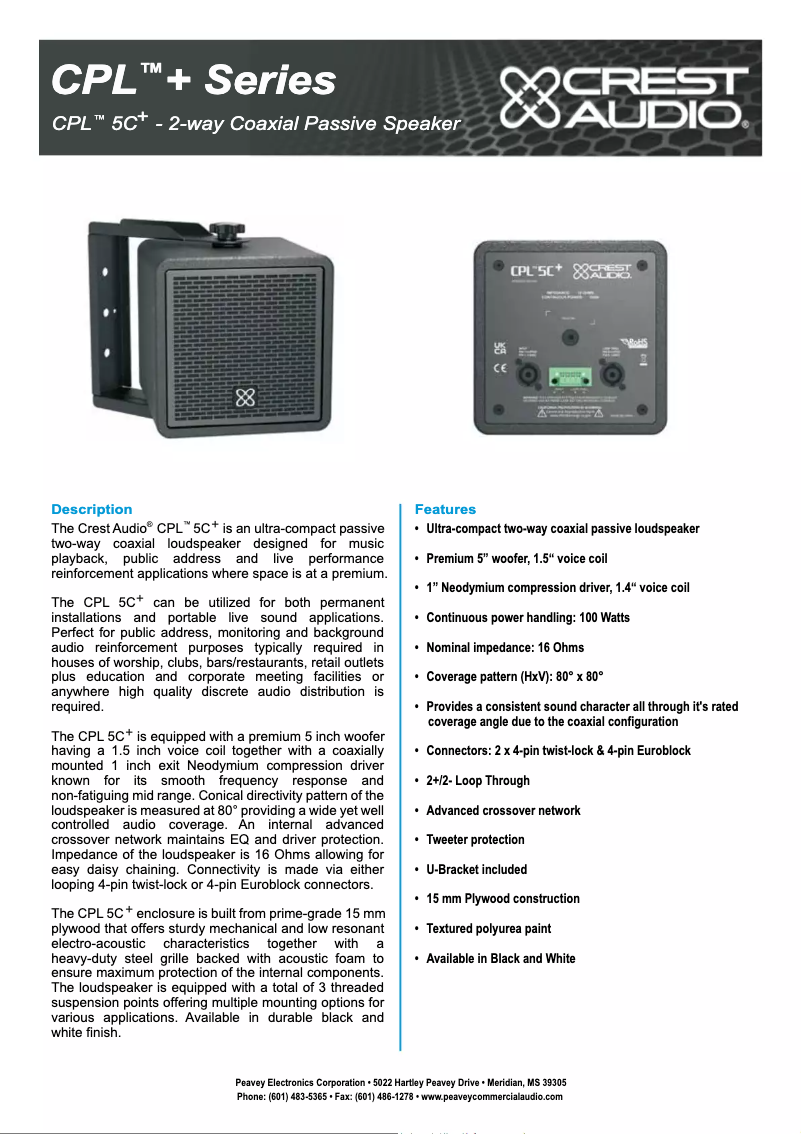 Page n°1 - Fiche technique Crest Audio CPL 5C+