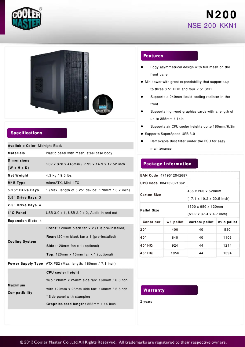 Page n°1 - Manuel utilisateur Cooler Master N200