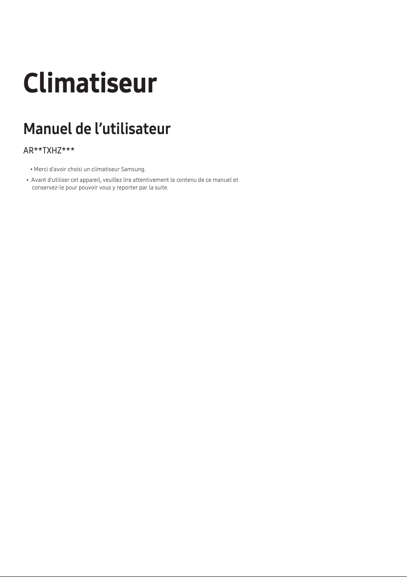 Image de la première page du manuel de l'appareil AR12TXHZAWKN