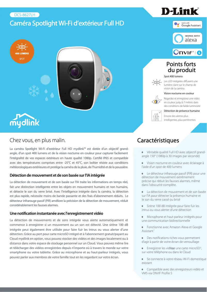 Page n°1 - Fiche technique D-Link DCS-8627LH