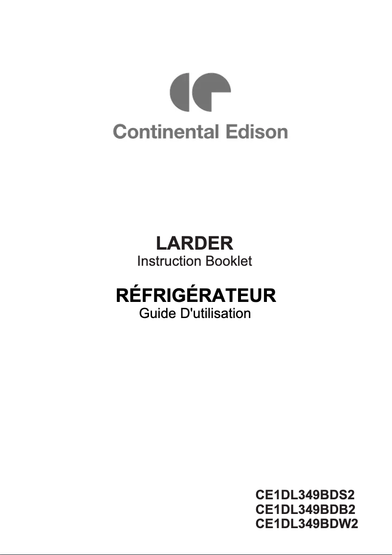 Page n°1 - Manuel utilisateur Continental Edison CE1DL349BDW2