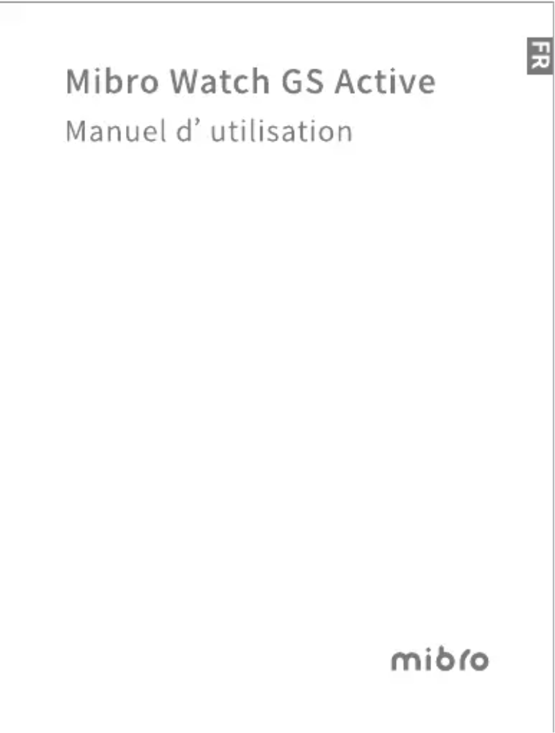 Page n°1 - Manuel utilisateur Mibro Watch GS Active
