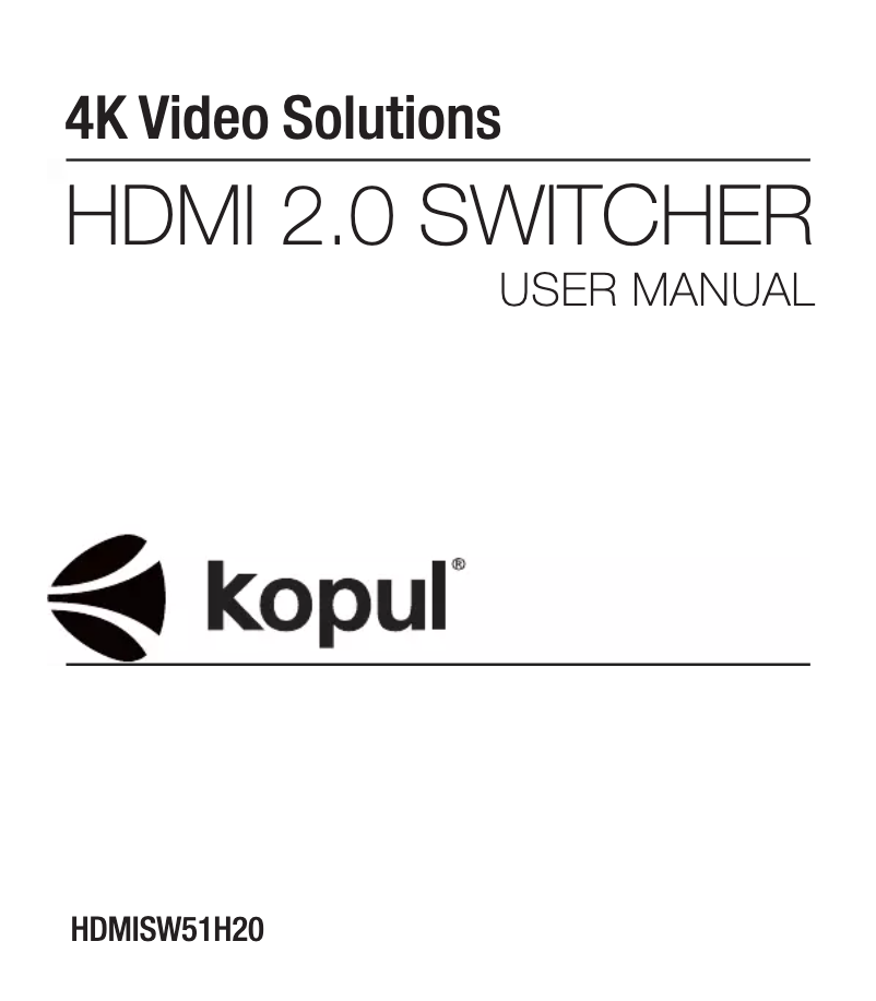 Página 1 del manual Manual de usuario Kopul HDMISW51H20