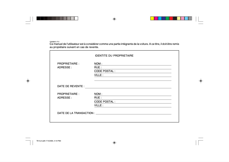 Page 1 de la notice Manuel utilisateur Hyundai Getz (2005)