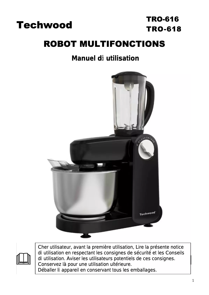 Page 1 de la notice Manuel utilisateur Techwood TRO-618