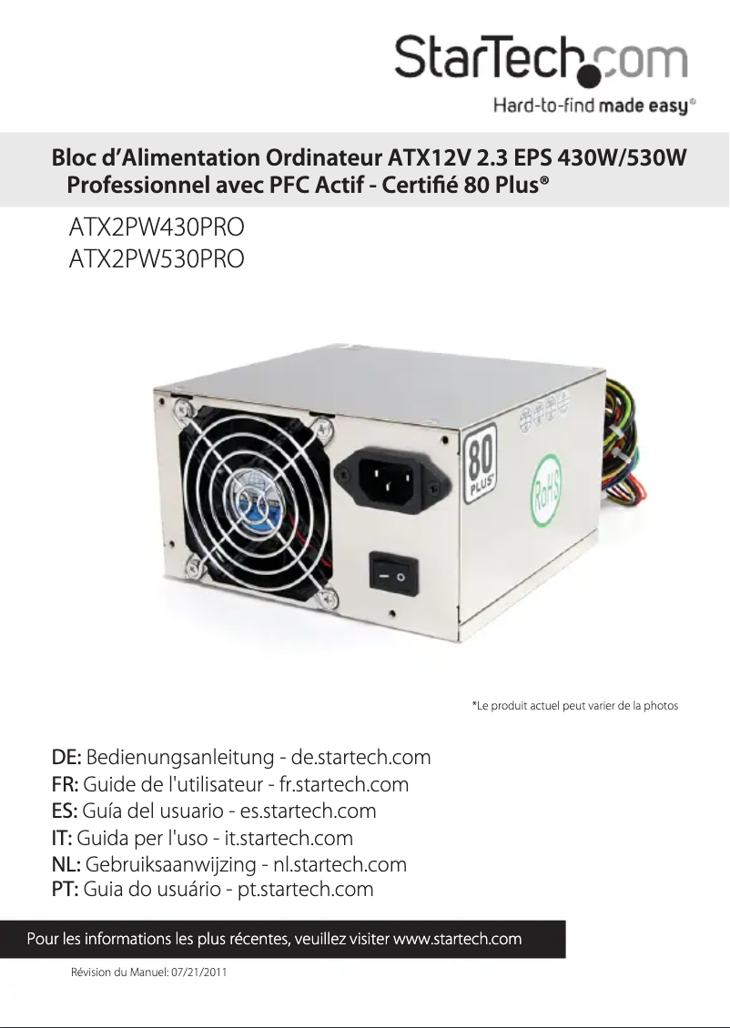 Page n°1 - Manuel utilisateur StarTech.com ATX2PW530PRO