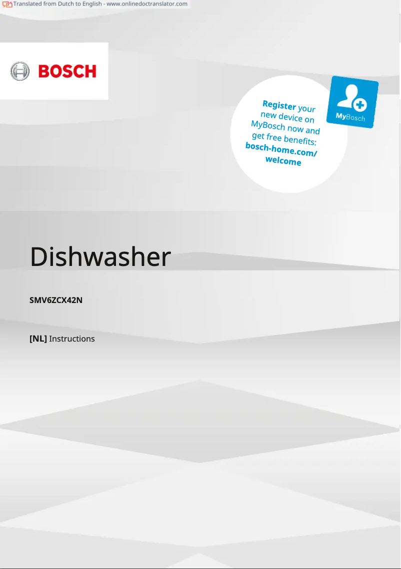 Page 1 de la notice Manuel utilisateur Bosch SMV6ZCX42N