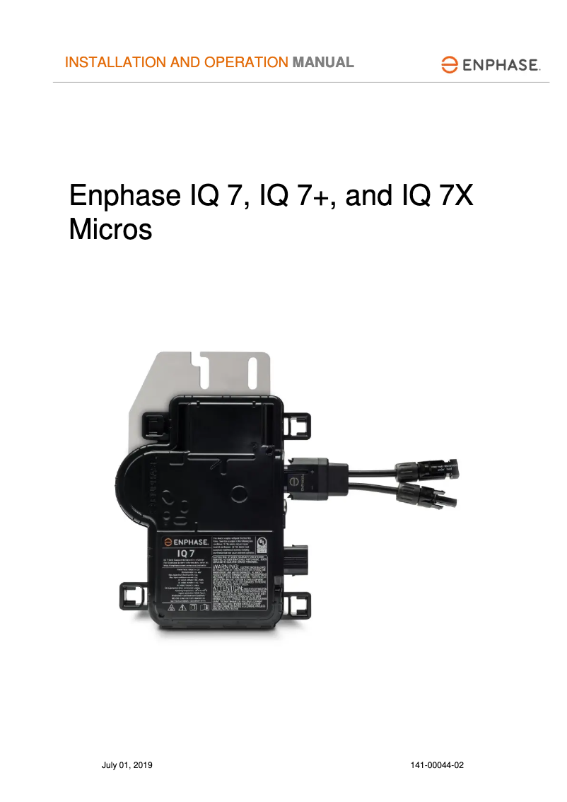 Image de la première page du manuel de l'appareil IQ 7X