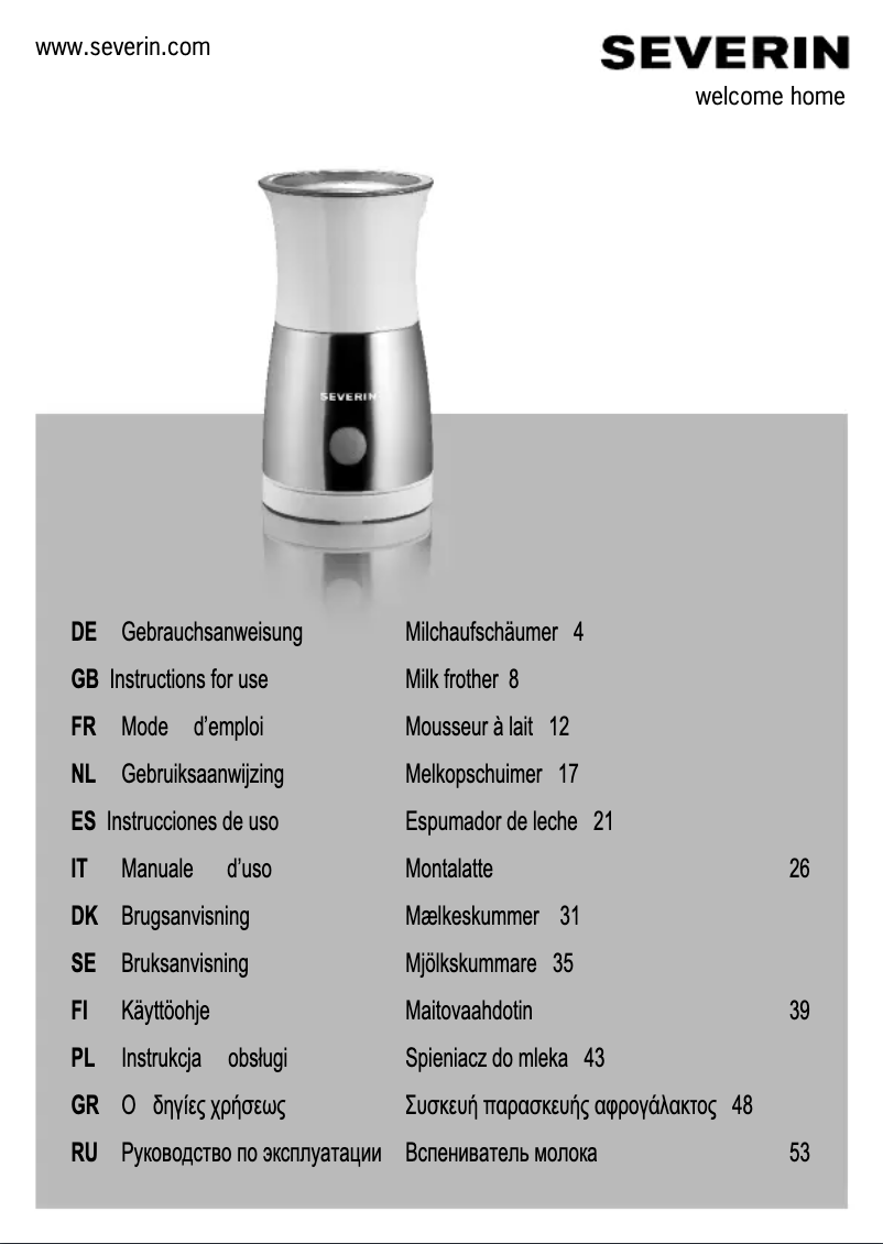 Page n°1 - Manuel utilisateur Severin SM 3580